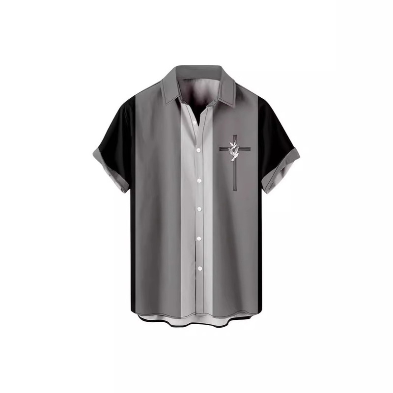 Men's American Fashion BuTTon down ShirT ParTy Aloha ShirT Hawaiian ShorT Sleeve Independence Day Beach T-shirT