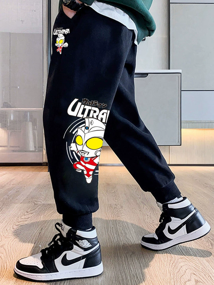 Детские осенние мультяшные fleece штаны для мальчиков для отдыха, для подростков, корейский стиль