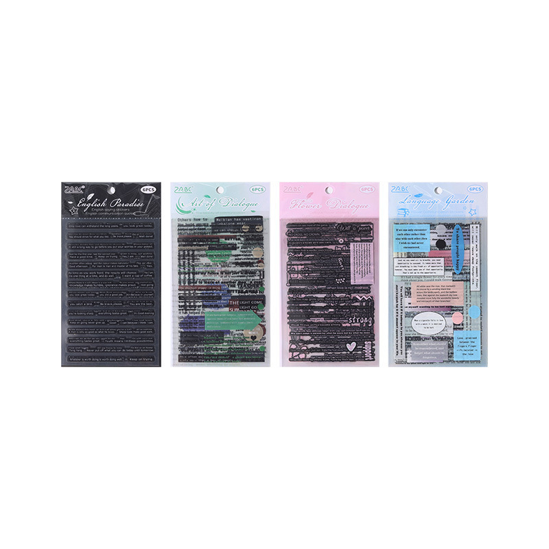 Glyph Joy pegatinas transparentes impermeables para mascotas transfronterizas alfabeto inglés pegatinas de libro de mano pegatinas populares diarias en inglés