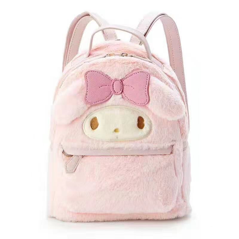 Lindo dibujos animados de moda pequeño peludo perro blanco Mochila de felpa mochila para salida Mochila pequeña