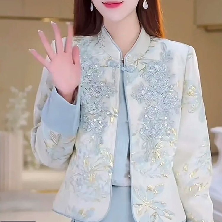新中式国风妈妈秋装新款秋冬季外套中老年女宽松减龄短款夹克上衣|undefined