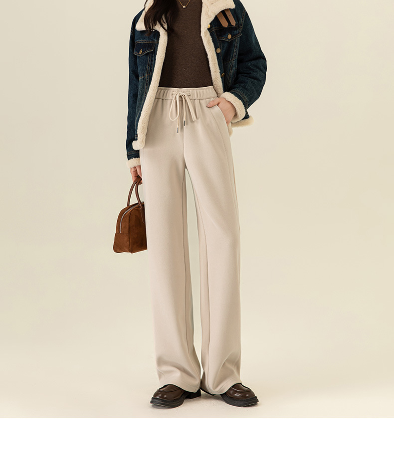Quần culottes nữ ống rộng lưng thun dáng suông mềm mại — Màu be chi tiết 19