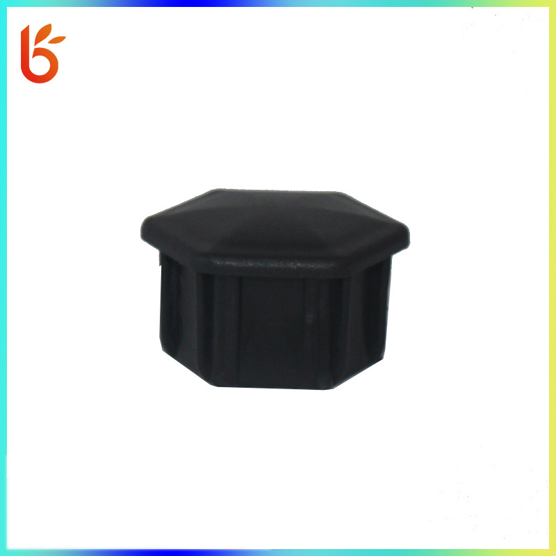 黑色塑料六角管堵头家具健身器材不锈钢管异形脚塞适配圆管