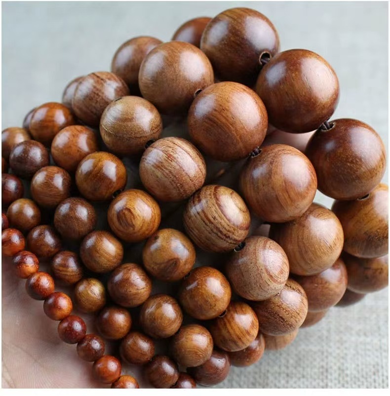 Bracelet Bouddha en perles de bois de rose de Myanmar, style décontracté, avec cordon à la main, Huanghuali_voghion.com