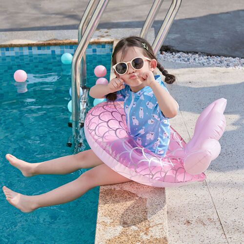 Wanmei ins thickened Internet celebrity pink mermaid seat ring with slit children's mermaid swimming ring infant seat ring