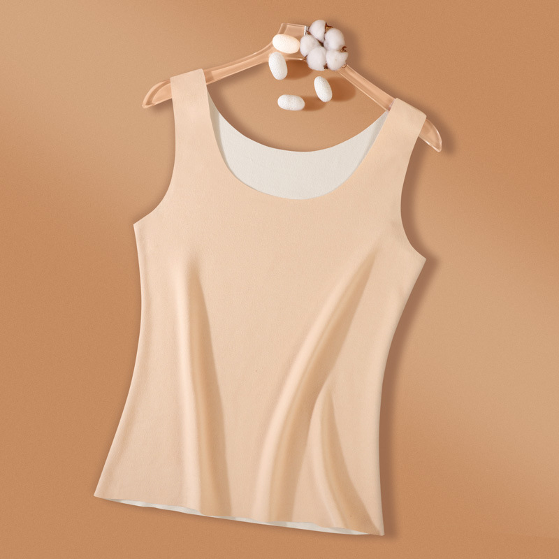 Otoño y invierno nuevo chaleco de terciopelo sin marcas caliente mujer doble cara molido color sólido ropa interior de base grande ropa interior caliente image 7