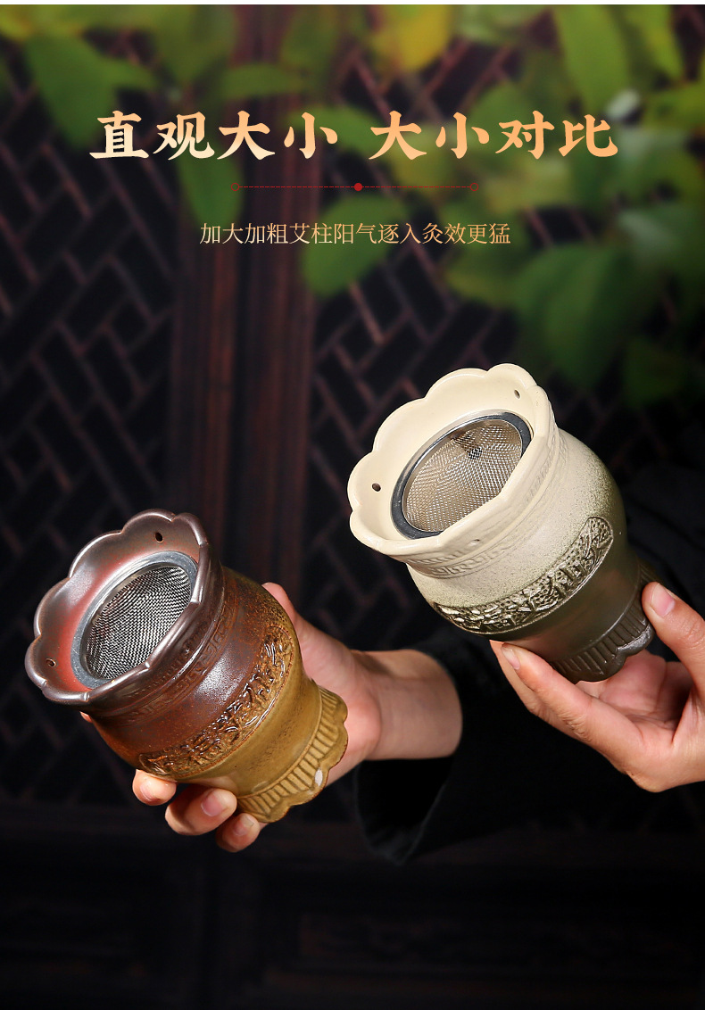 Ceramic Fire Dragon Cup Moxibustion Tool Medium Size with Cloth Cover for TCM Warm Therapy key features