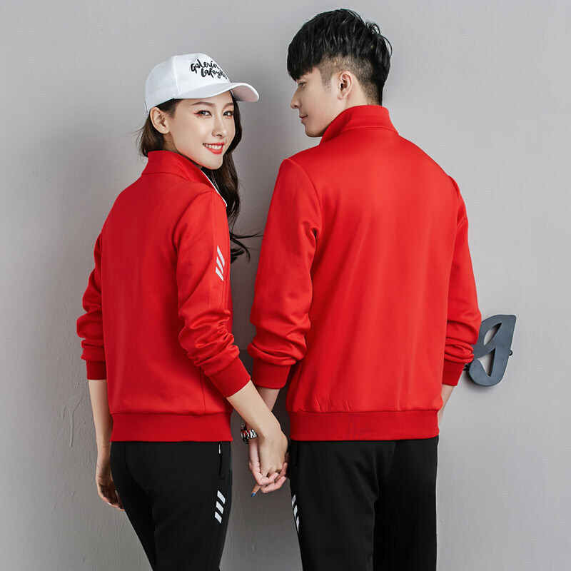 Trajes deportivos transfronterizos de tres barras para hombres primavera y otoño parejas corriendo ropa deportiva casual para mujeres grandes grupos de moda image 5