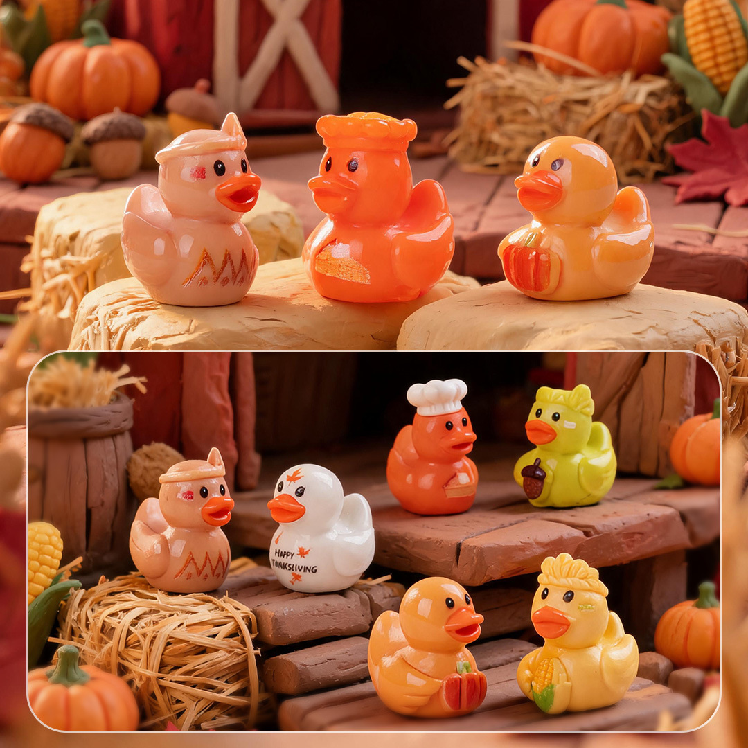 Cross-Border Hot-Selling Thanksgiving Duck Mini Resin Ornaments DIY Keychain Accessories Handmade Materials Wholesale