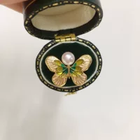Zhuji яркий яркий натуральный пресноводный жемчуг кольцо ретро эмаль цветная бабочка регулируемое отверстие кольцо оптом
