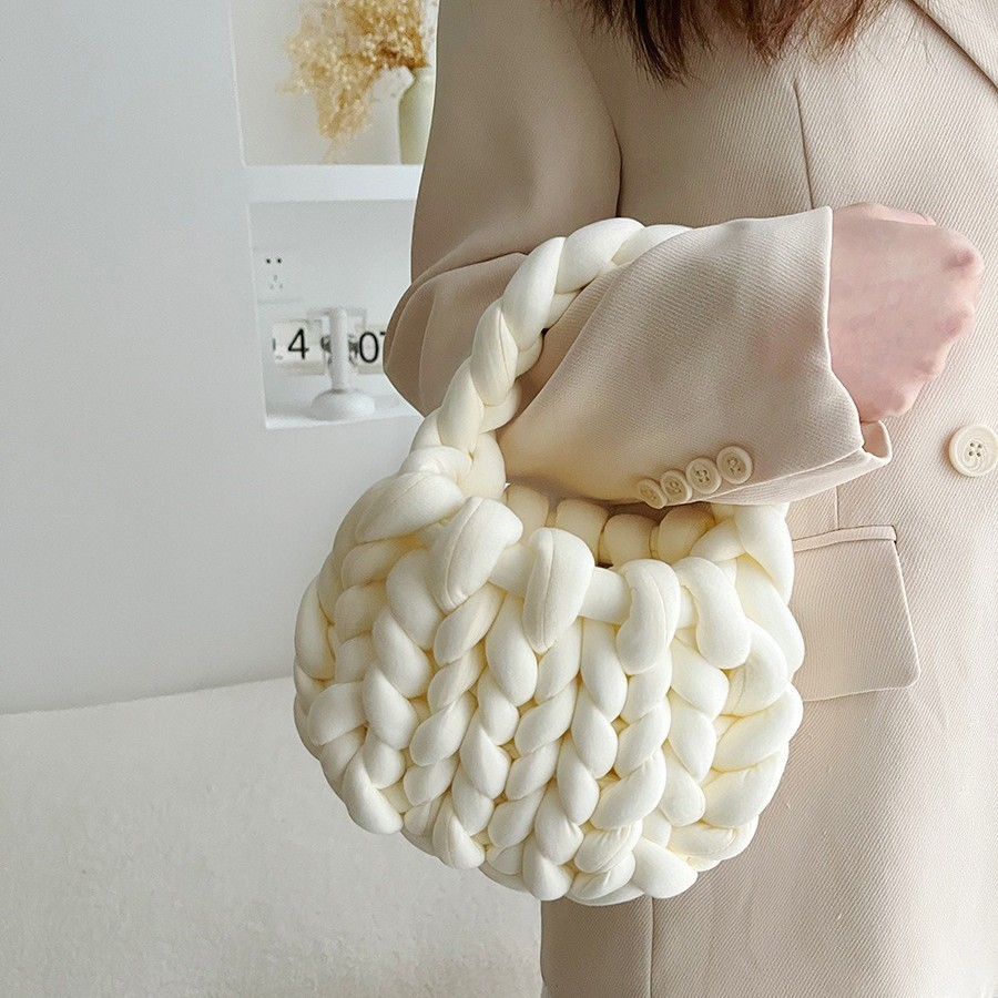 Amazon transfronterizo ultra grueso islandés lana diy bolsos tejidos a mano bolsos de mano coreanos retro versátiles productos terminados