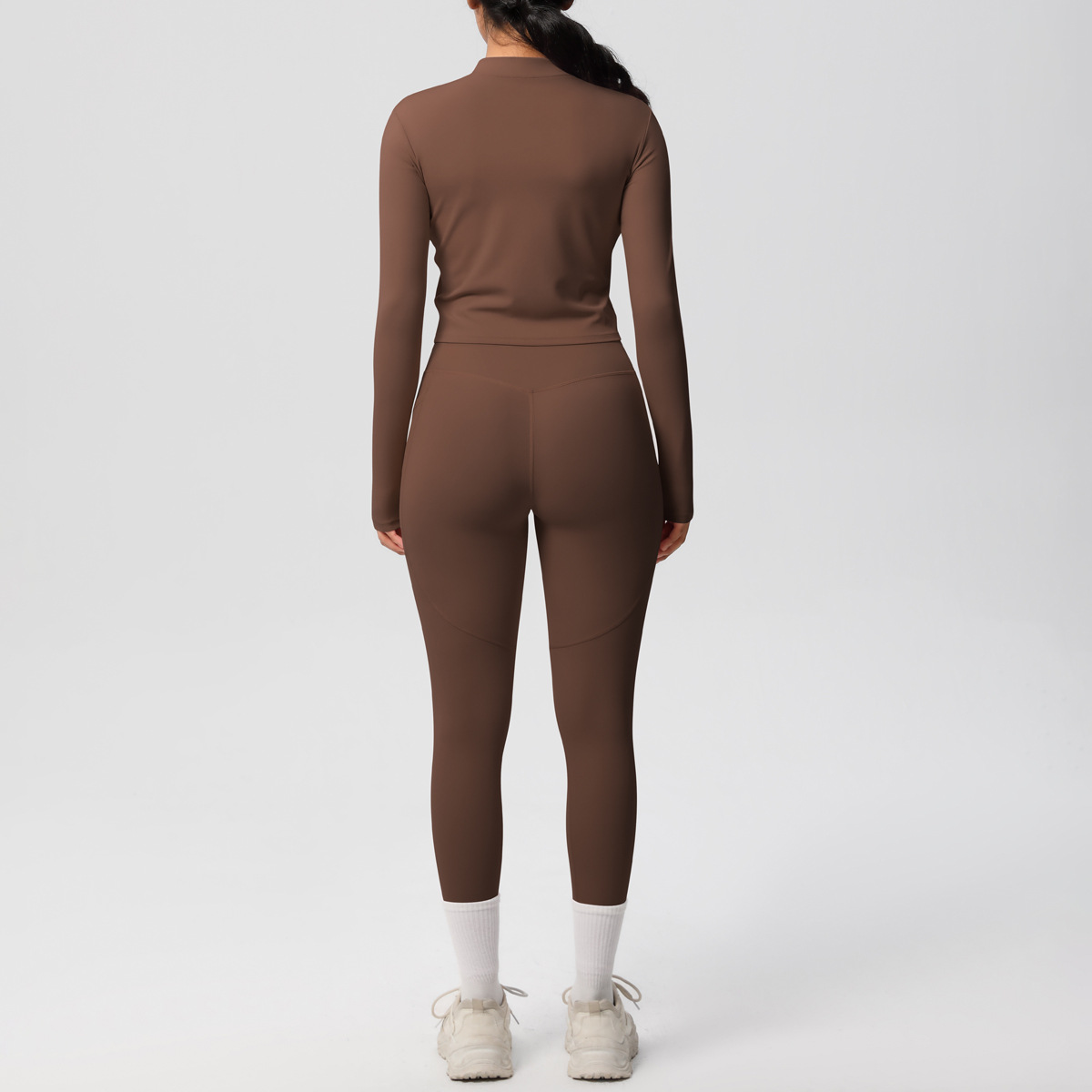 Sport Style Solid Color Nylon Spandex Zip Collar Tracksuit Coat Sweatpants display picture 4