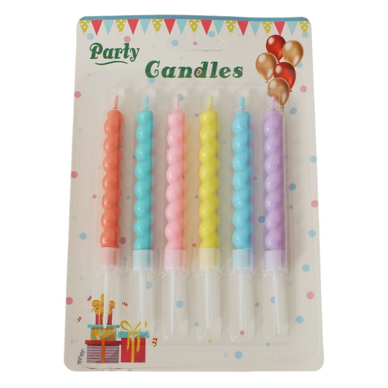 Vela de cumpleaños creativa macaron hilo trenzado 6 piezas al por mayor partido hornear decoración colorido pastel vela