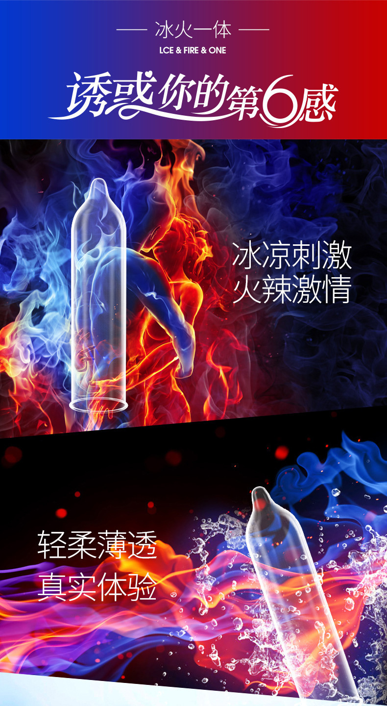 Sixth Sense Ice and Fire Condoms, Natural Latex, Medium, 3-Pack — detail image 2