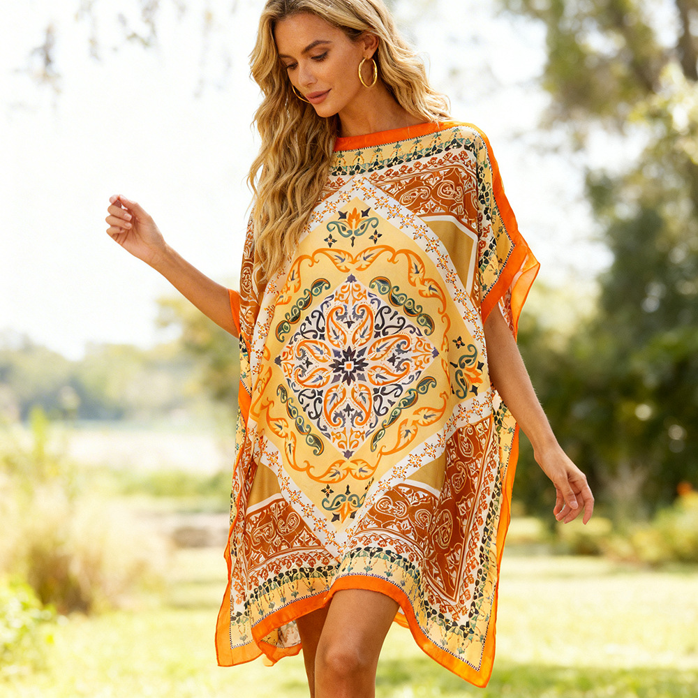 Ventas transfronterizas calientes de moda europea y americana vestido de playa bikini camiseta elegante falda protectora solar chal