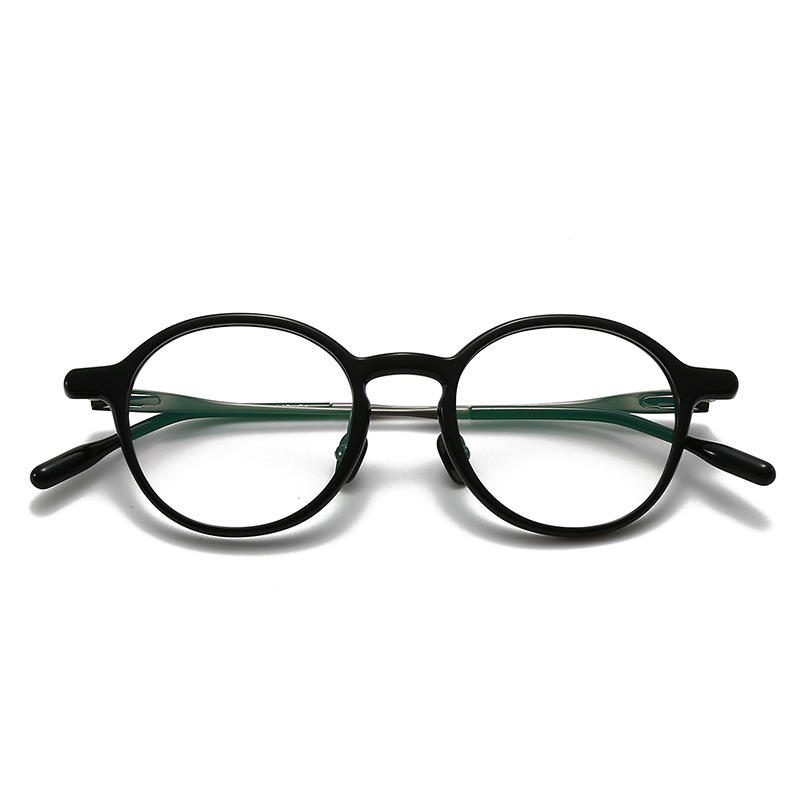 STUDIOMUKU Gafas de madera fresca Marco de gafas de diseño retro Placa Marco de gafas hecho a mano de titanio puro Marco de marco redondo