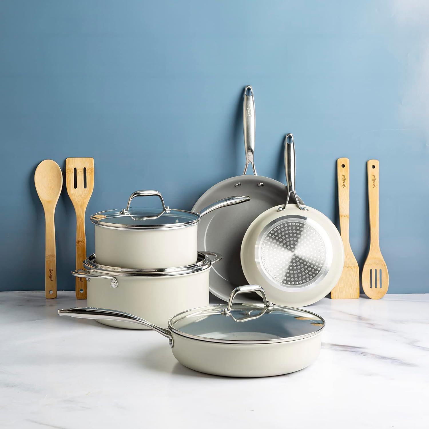 Cerámica doméstica antiadherente conjunto de paneles de cocina con fondo plano conjunto completo de paneles de cocina regalos al por mayor