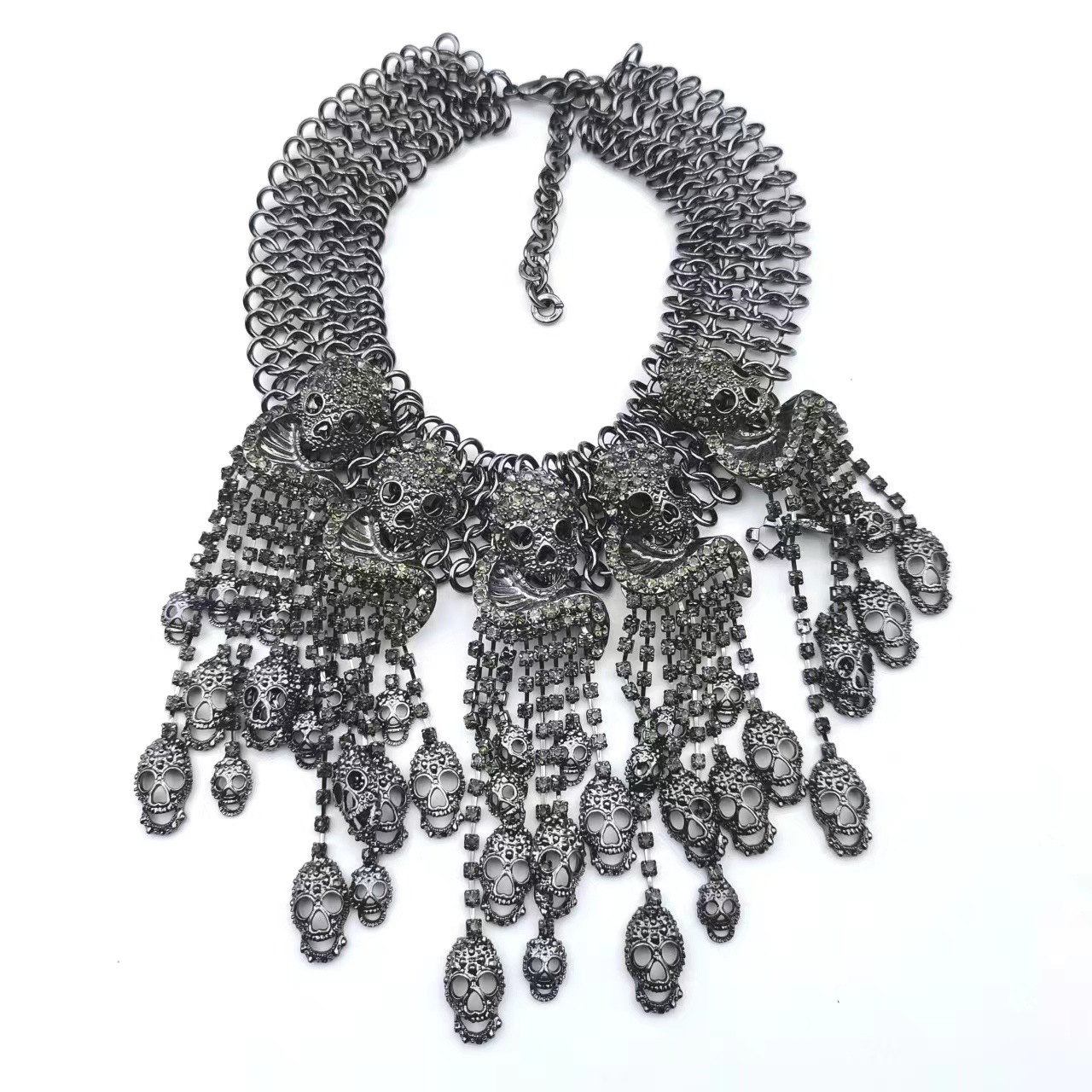 Collier à la mode et luxueux avec pendentif en forme de crâne et de diamants pour Halloween, cadeau d'Halloween_voghion.com