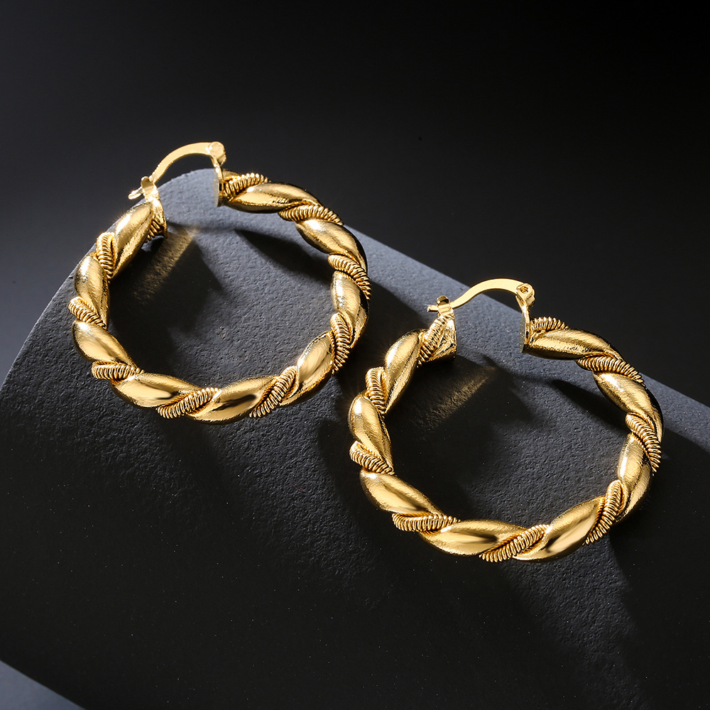 Fashion Copper Plated 18k Gold Round Geometric Earrings display picture 2