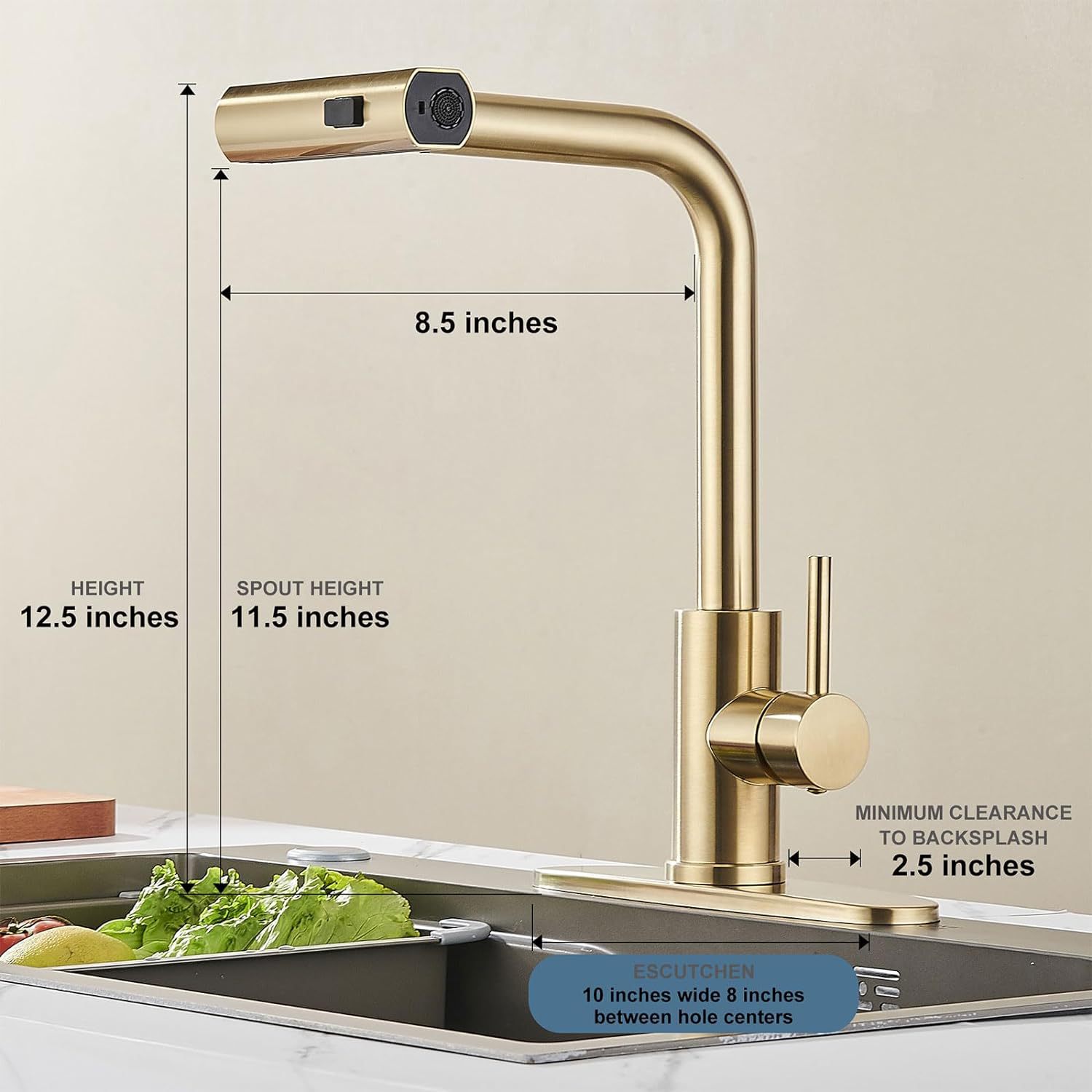 304 stainless steel kitchen brushed gold pull-out faucet, multi-functional waterfall cold and hot water sink faucet undefined