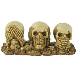 万圣节树脂骷髅头工艺品摆件 个性人类头骨装饰品 三不骷髅头模型