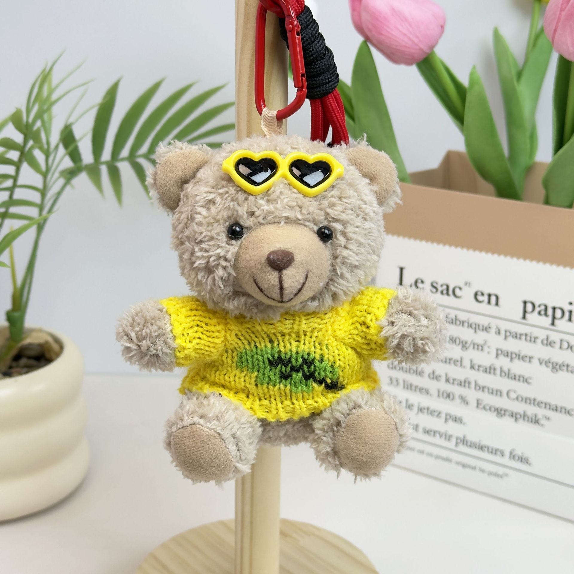 Suéter Teddy Bear Keychain bolsas colgantes muñecas de peluche creativas lindas gafas piloto Teddy Bear