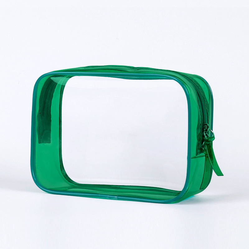 Bolso cosmético del PVC bolsa de almacenamiento de viaje cosmética transparente impermeable de gran capacidad en stock bolsa de lavado de cremallera de plástico
