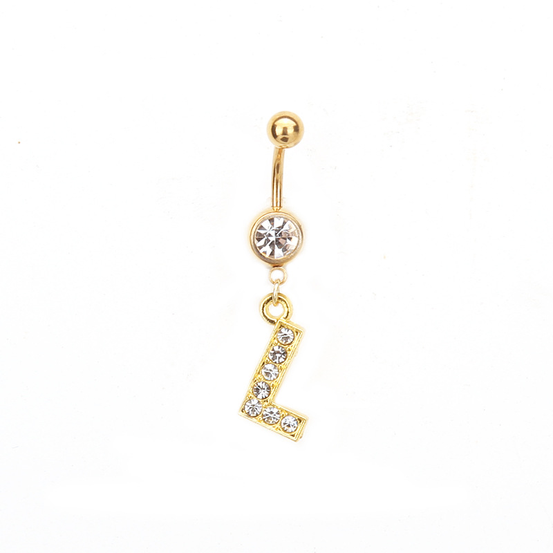 Oro letras inglesas A- Z anti-alergia cuerpo piercing joyería de las mujeres ombligo clavo ombligo anillo AliExpress deseo