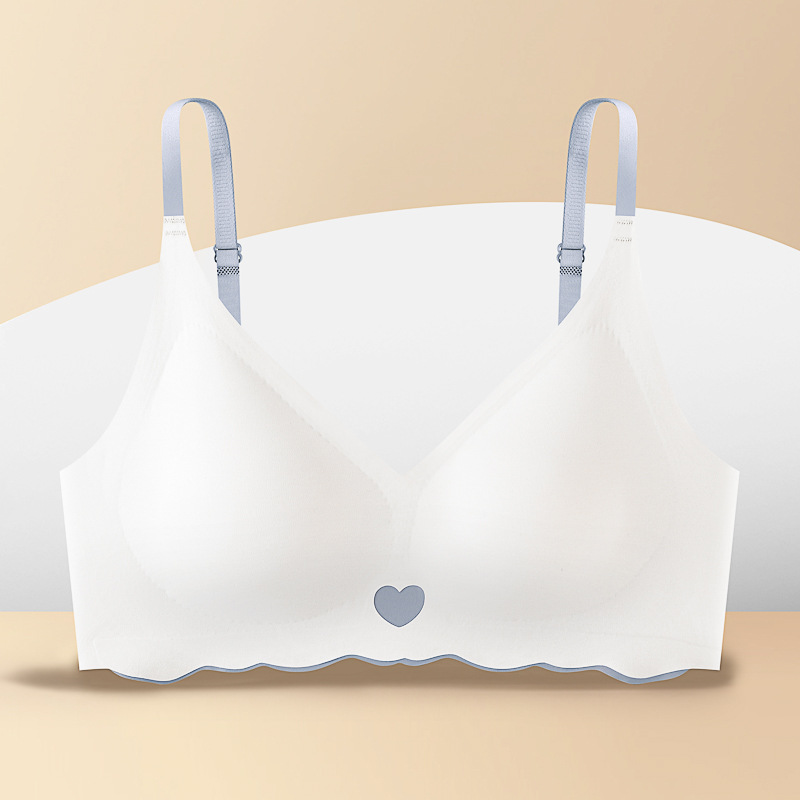 Push up beauty back sin anillo de acero sujetador de color de contraste de onda sin costuras con almohadilla en el pecho anti-exposición sujetador de la correa del pecho ropa interior