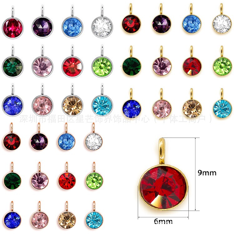 DIY Pendant Accessories Jewelry Components December Birthstone Stainless Steel Birthstone Pendant Small Charm