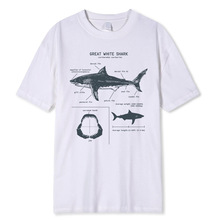 大白鲨解剖夏季新款男士街头短袖嘻哈朋克风格休闲上衣时尚t恤