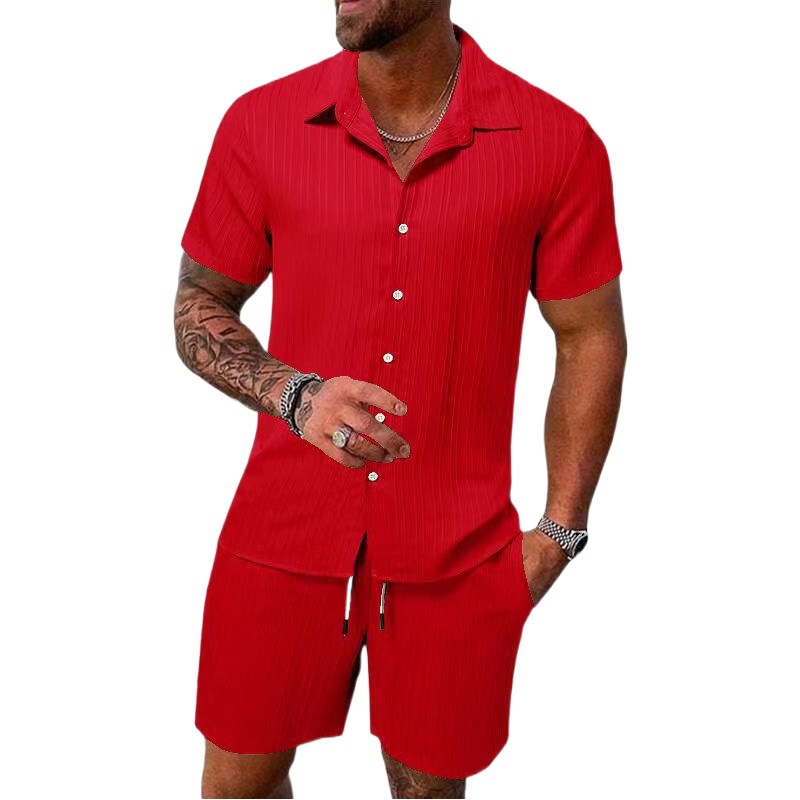 2023 verano transfronterizo europeo y americano Amazon AliExpress camisa de hombre casual suelta manga corta pantalones cortos traje de playa