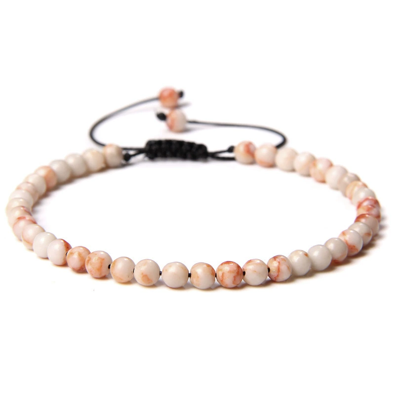 Органический текстильный регулируемый натуральный минерал, бисер bracelet для йоги ручной работы, украшение, аксессуар, (跨境贸易), 4 мм, с камнем