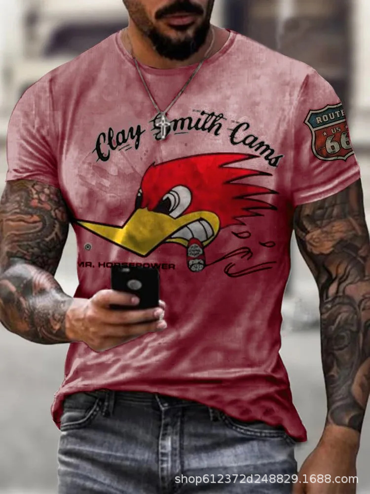 Fabricante de la fuente de los hombres de la camisa de manga corta de la calle Nueva Venta caliente de comercio electrónico transfronterizo camiseta impresa 3D arte flexible