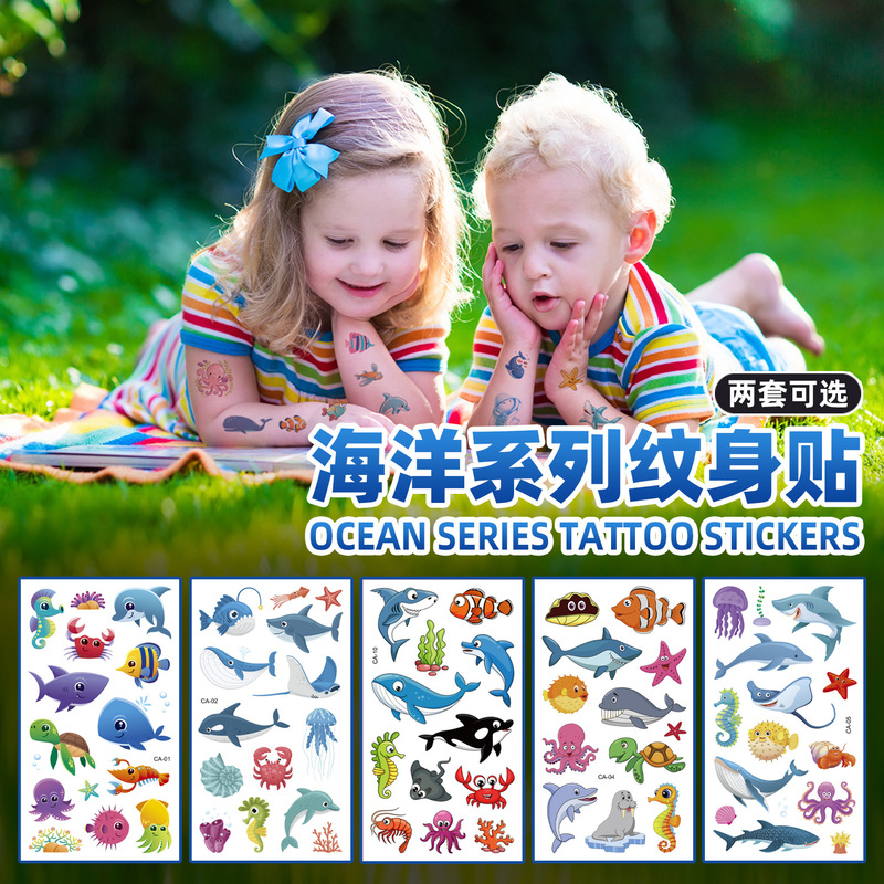 Cross-border new children's cartoon marine animal tattoo stickers Cute Underwater World temporary stickers spot wholesale Cross-border new children's cartoon marine animal tattoo stickers Cute Underwater World temporary stickers spot wholesale