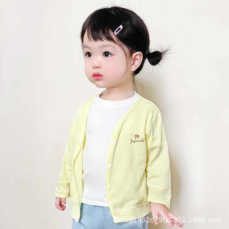 Ropa solar infantil de verano ropa delgada de algodón Cardigan chaqueta de aire acondicionado para niños niñas chaqueta de bebé image 8