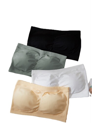 Seamless strapless bra with built-in chest pads—perfect for layering, non-slip design, enhances cleavage, prevents wardrobe malfunctions, and showcases a beautiful back—ideal for petite women.