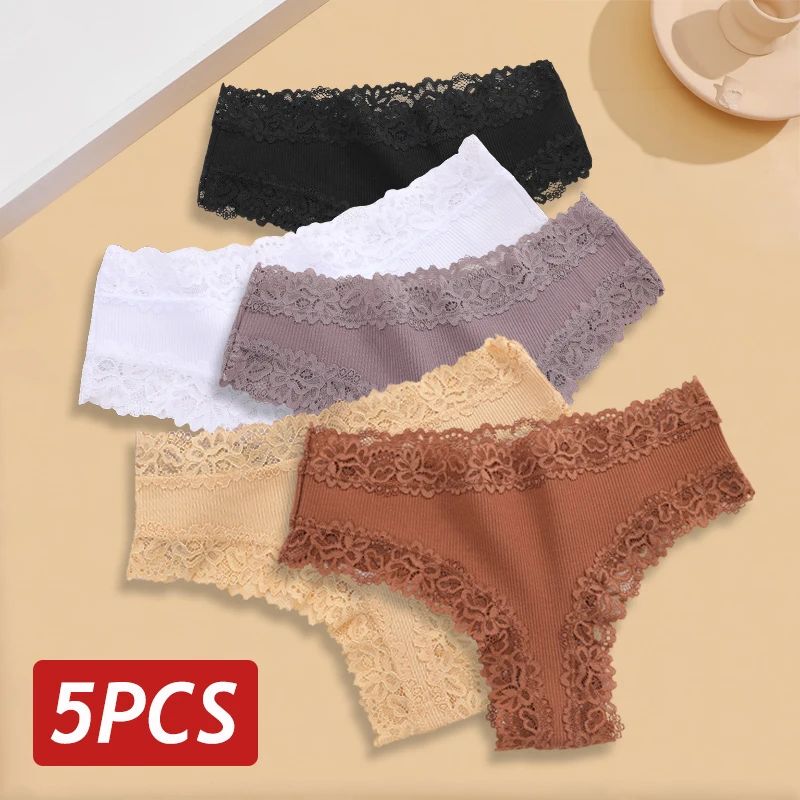 5 ピース/セット女性レースシームレス綿パンティーセクシーなブラジリアン P|undefined