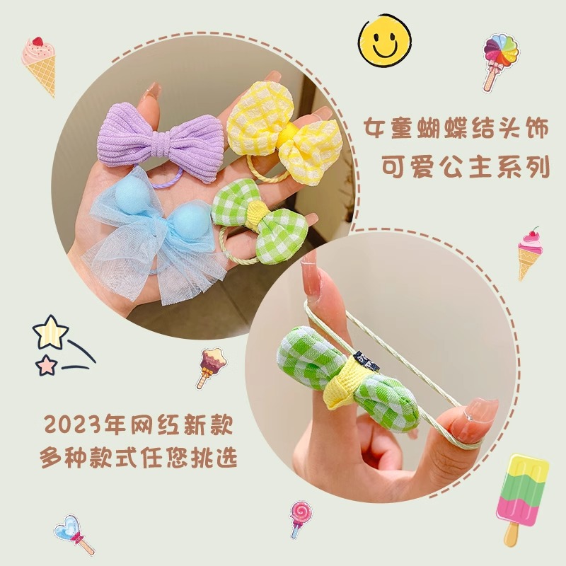 Los niños de pelo lindo lazo de goma accesorios para el cabello de verano nueva niña flor colorida cuerda de pelo arco cuerda de pelo