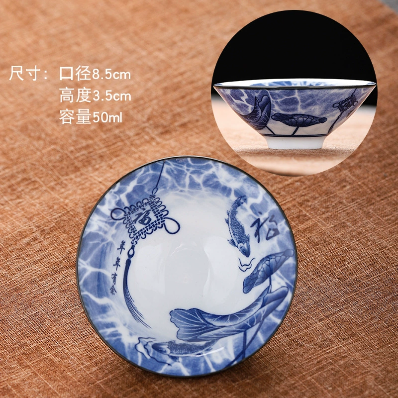 Retro blue and white ceramic tea set, tea cup, Birthday gift