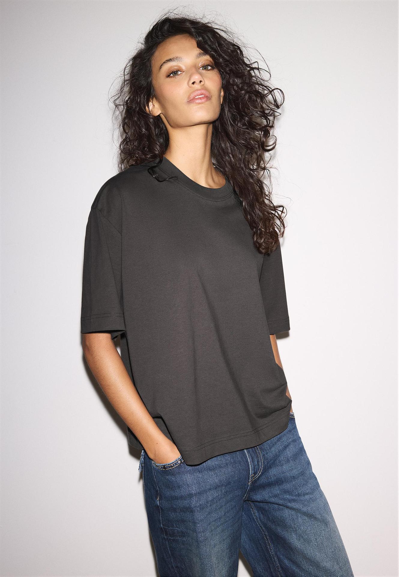 2026 verano nueva ropa de mujer de algodón de manga corta larga larga casual comercio exterior transfronterizo caída de hombro camiseta transpirable de color sólido