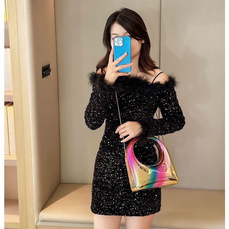 2025 nueva moda transfronteriza bolsa de cena de mujer acrílico brillante bolsa de meseta de fiesta simple bolsa cuadrada mochila