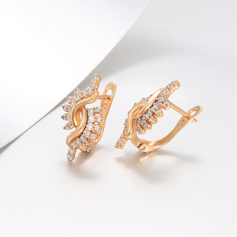 Aretes de Hebilla Retro con Gemas Sintéticas de Aleación, Chapado en 18K, para Mujer