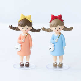 双胞胎生日立体玩偶pvc材质背包女孩3D注塑手机壳装饰娃娃摆件