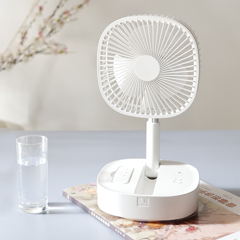 Ventilador plegable telescópico de 8 pulgadas sacude la cabeza, carga USB, ventilador de piso de escritorio portátil, temporizador remoto, silencioso al aire libre