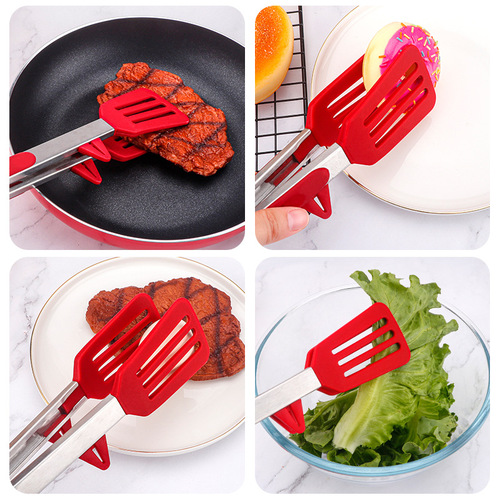 9-inch 12-inch barbecue tools stainless steel food clips, bread silicone food clips, bracket frying fish spatula clips