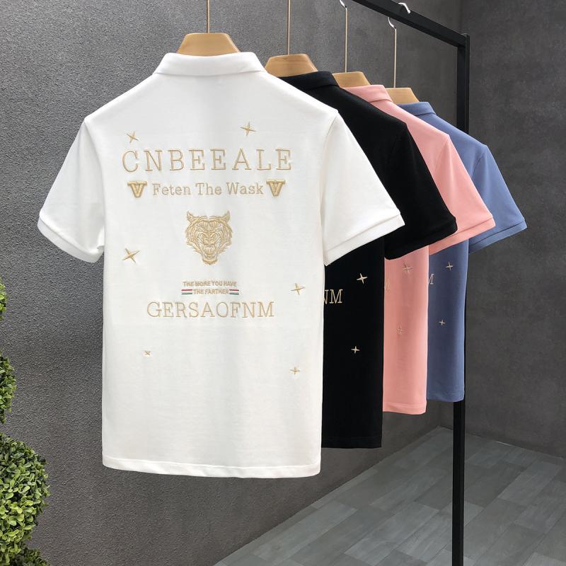 Gesticktes Hemd mit Polokragen, trendiges Sommer-T-Shirt für Herren, lässiges Kurzarmshirt, vielseitiges Halbarmshirt_voghion.com