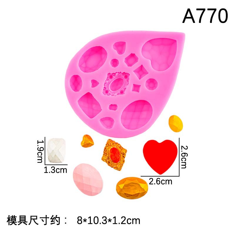 Nueva joya de amor, piedra preciosa, diamante, molde de silicona, accesorios de decoración de epoxi, molde de herramienta de horneado de fondant de chocolate
