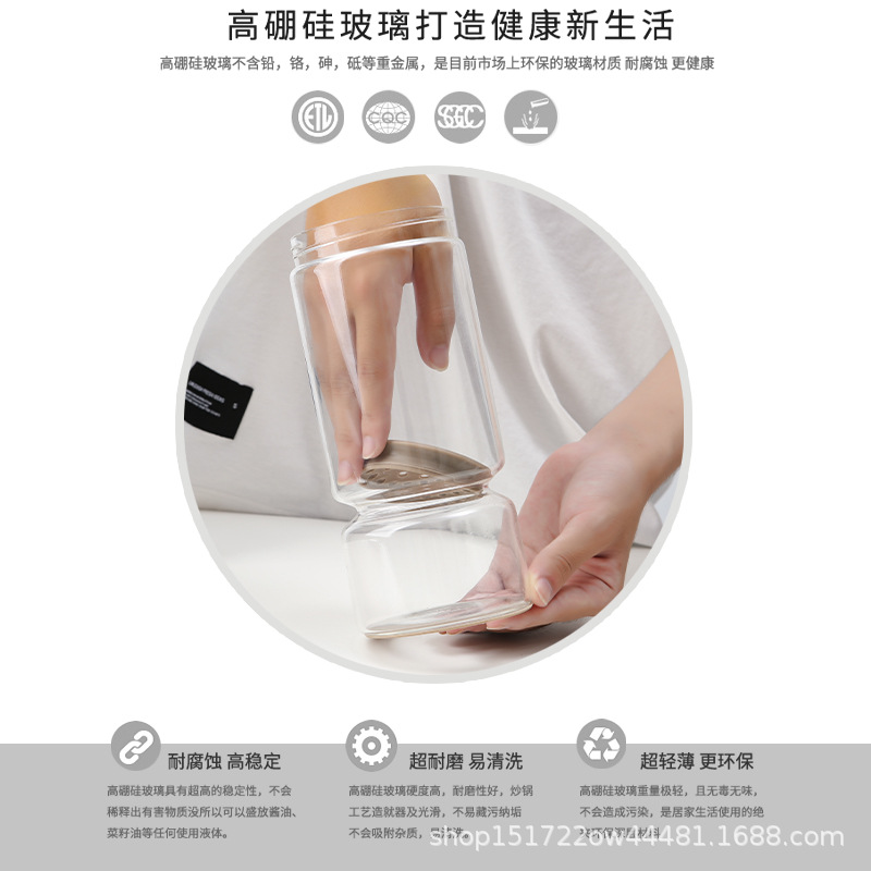 Pot de pepinado de vidrio de alto silicio de silicio con filtro, recipiente de pepinado con tapa a prueba de fugas, sello doméstico de latas de pepinado