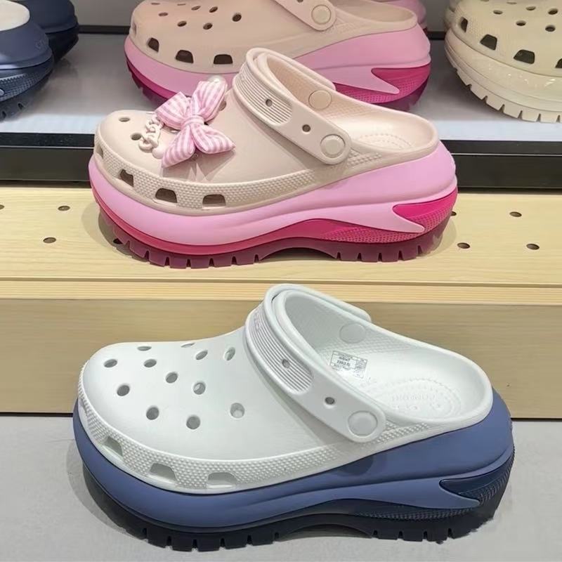Crocs New Summer Women's Thick-Soled Closed-Toe Beach Height-Increasing Sandals 207988